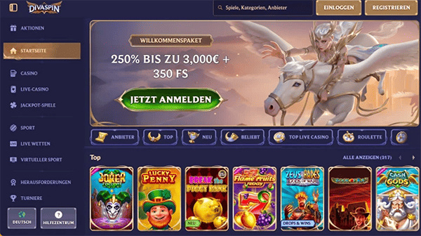 Diva Spin Casino — App herunterladen & registrieren